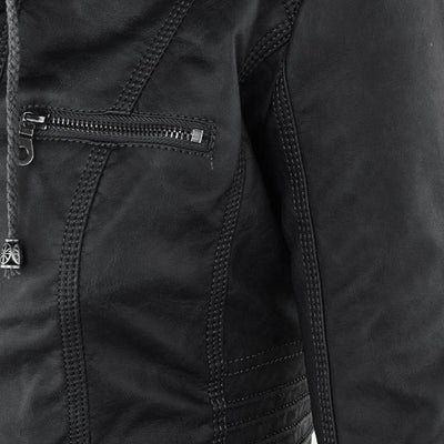 Olivia Women's Leather Jacket with Hood